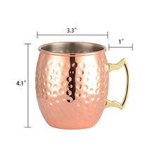 Load image into Gallery viewer, Hammered Moscow Mule Mug Copper Plated Beer Cup Coffee Cup 550ml Stainless Steel Cocktail Drink
