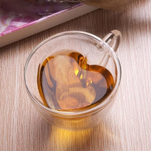 Load image into Gallery viewer, 240ML Heart Shape Glass Juice Cup Cute Double Wall Layer  Lover  Coffee Mug Transparent Kungfu Tea Cup Coffee Mug Gift 9 style
